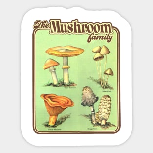 Mushroom Family - Vintage Retro Shroom Aesthetic Sticker